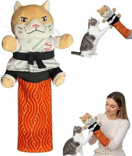 Karate Kitty Puppet with Protective Forearm Sleeves with Sumo Wrestler Glove Design Fun Kitty Toys for Playful Cats