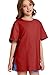 CharmWM Girls Fashion T Shirts Raw Hem Oversized Summer T Shirt Short Sleeve Tops Tees Shirt 5-14 Years Red