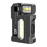 G5 EDC Lampe de poche 1200 lumens – Super lumineuse 7 modes EDC lampe de poche rechargeable avec aimant, double lumière de poche portable, rotation à 180 ° pour urgence en plein air