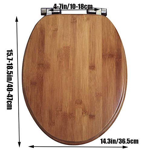 Couvercle de siège de toilette frein de chute abattant bambou robuste - 3