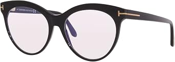 Eyeglasses Tom Ford FT 5827 -B 001 Shiny Black,"t" Logo/Blue Block Lenses