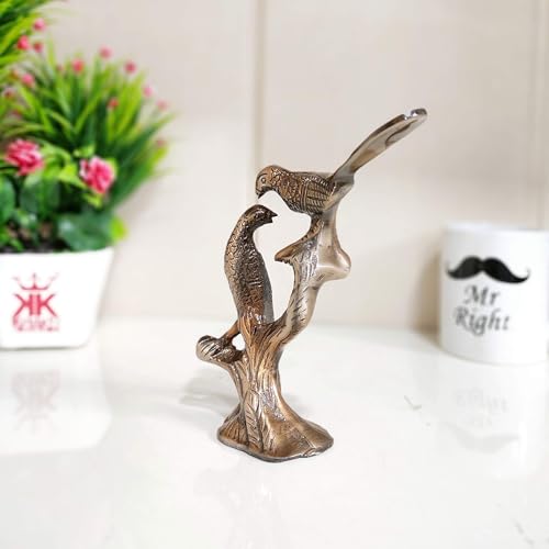 Image of KridayKraft Love Birds Couple Kissing Sitting on Tree Branch Showpiece for Home Decor Statue Love for Romantic Gift to Boyfriend,Girlfriend,Wife,Friends,Decoration Idol,Showcase,Office Decoration...