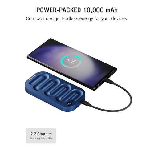 Image of DailyObjects Loop Universal Aluminium Power Bank|10000 Mah|Fast Charging Output 20W | Compatible with Samsung /OnePlus /iPhone 12 /13 /14 /15 /16 /Pro Max /Airpods|Pocket Size|LED Battery Display (Blue)