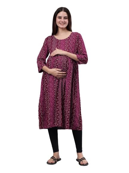 cee 18 Cotton Rayon A-Line Flaired Maternity Feeding Kurti for Women with Zippers | Pregnancy Dress for Women | Breastfeeding Dress for Women | Nursing Dress for Women Pre and Post Pregnancy-picture-30
