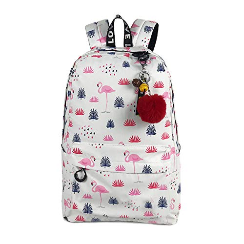 Mochila escolar leve MoreChic para meninas adolescentes, Flamingo