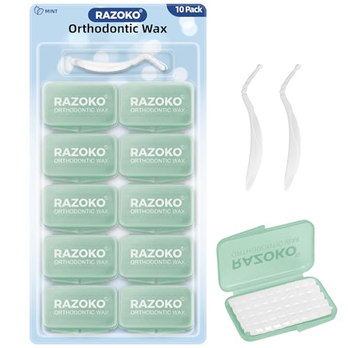 RAZOKO Orthodontic Wax for Braces Aligners Dental Wax Food Grade Orthodontic Wax Strips Precut Wax