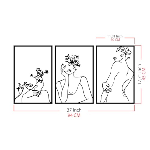 Art mural en métal noir 94x45cm pour décoration de maison moderne - 7