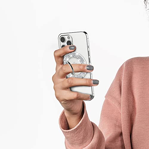 Magnetic Phone Ring Holder For Magsafe,Datimira Glitter Magnetic Grip Compatible With Iphone 14 13 12 Pro Max,Pro,Plus,Mini Mag Safe Accessories,Adjustable Kickstand Wireless Charging,Silver #TOP7