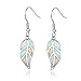 Barzel White Gold Plated Created Fire Opal Leaf Drop, Silver, Size No Size