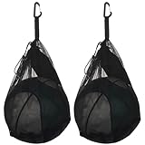 Ajcotahm 2 Pcs Mesh Ball Bag, Single Ball Storage Bag with Zipper Pocket and Hanging Clip Portable Drawstring Bags for Carrying Basketball Volleyball Soccer Football