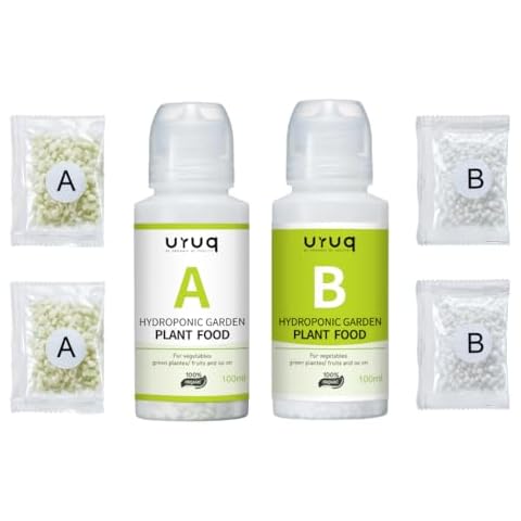 Plant Food Hydroponic Nutrients Supplies: URUQ Hydroponics Growing System General A&B Water Soluble Solid 600ml Fertilizer for Vegetables Fruits Flowers Thrive - Indoor Herb Garden Accessories Cover