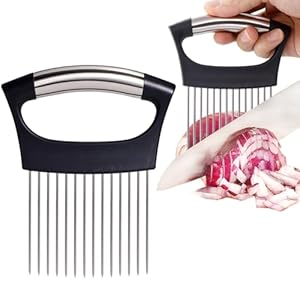JAYVAR Extra-Large Onion Holder for Slicing, Large Tomato Slicer with 14 Long Needles, Onion Cutter Vegetable Chopper, Tomato Cutter Slicer Tool for Potato Slicing, Kitchen Gadgets Dicer Essentials