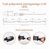 DA LIGHT Łańcuch świetlny z kulkami, ciepłe światło, 12 m, 120 diod LED, oświetlenie do użytku wewnątrz i na zewnątrz, z 8 trybami, timerem, IP44, idealny na Boże Narodzenie, wesele, do ogrodu, tarasu