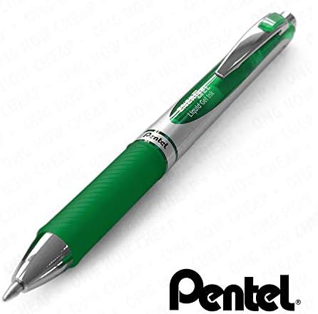 Pentel EnerGel XM BL77 - Retractable Liquid Gel Ink Pen - 0.7mm - 54% Recycled - Green - Pack of 3