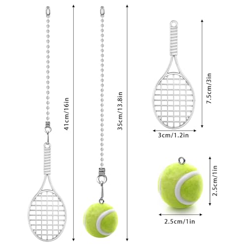 Dotlite 2Pcs Tennis Ceiling Fan Pull Chain, Sport Theme String Charm Decorative Extension 14\", Fun Light Chains Extender with Connector Accessories for Home Décor - Thumbnail 3