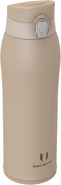 Super Sparrow Gourde Isotherme - INOX Bouteille Isotherme - 750ml - Mug Isotherme Étanche - Gourde Enfant sans BPA - Comprend 2 Couvercles avec Paille et Couvercle Sport - 1