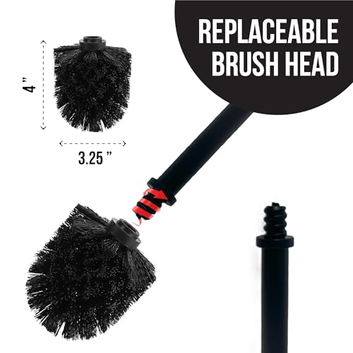 Image of Splash Home Buena Stainless Steel Toilet Brush with Holder, Bowl Scrubber with Durable Cleaning Bristles, Hidden Brush with Splash Protective Disc Design - Chrome