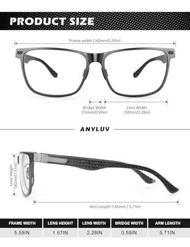 Image of ANYLUV Blue Light Glasses Men, Relieve Eyestrain and Eye Protection, Al-Mg Metal Computer Blue Light Blocking Glasses