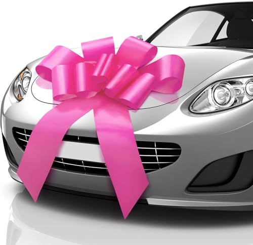 Mifflin - Big Car Bow - Matte Pink 30 Inch / 76 cm - Butterfly Shape Giant Gift Bow for Birthday Christmas - Huge Car Décor
