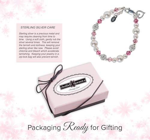 Cherished Moments Sterling Silver Charm Bracelet for Babies, Toddlers, Kids or Little Girls with High-End Simulated Pearls, Pink Crystals and Heart, Gift for Birthday or Granddaughter4