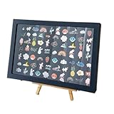 ピンバッジ ケース バッジコレクション ピンディスプレイボックス 透明防塵 軍メダルジュエリーピン ブラックパテントレザー (Ｌ（プラケット付き）) [並行輸入品]