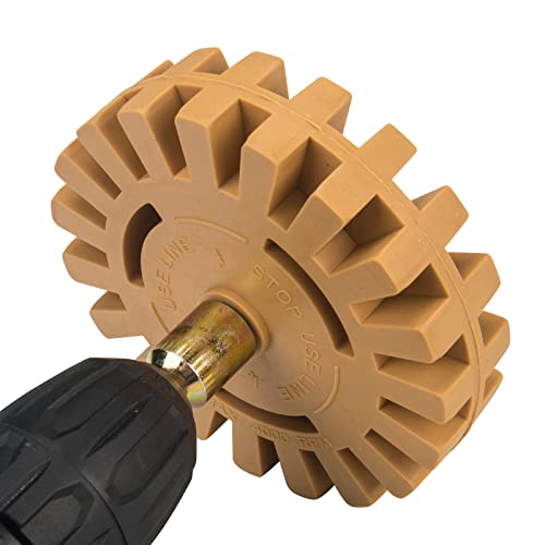 Decal Remover Wheel Sticker Remover W/Drill Adapter Tool Kit Adhesive Decal Eraser Wheel, Remove Vinyl Decals, Stickers, Stripes, Pinstripes, Adhesive Remover Tool 4" Slotted Edge Pad #TOP2