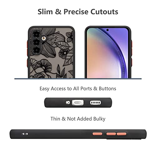 Xizyo For Samsung Galaxy A54 5G Case Cute Rose Floral Phone Case For Women Girls Pattern Printed Design Slim Translucent Matte Tpu Bumper Case Shockproof Protective Case, Black #TOP3