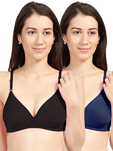 Image of SONARI Omania Womens Non-Padded Cotton Polyester Bras - Solid, Non-Wired, Medium Coverage, Hand Washable (Pack of 2)
