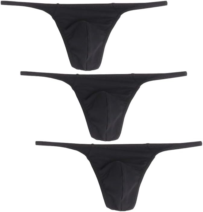 Men's Cotton Low Waist Bulge Pouch G-String Thongs Underwear Spaghetti Strap Thong Panties