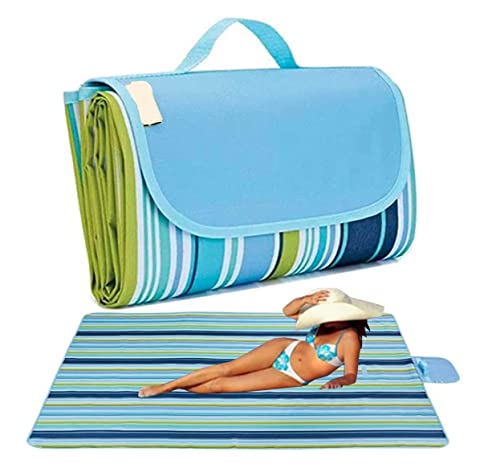 JAMUNESH ENTERPRISE Picnic Blanket, Beach Blanket Waterproof Sandproof, 70″ x 59″ Foldable Lightweight Washable Picnic Mat for Adults and Kids, Park Mat for Summer Beach,Camping Travel (Blue Picnic)
