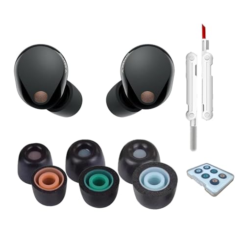 Memory Foam Earbud Tips for Sony WF-1000XM5 Superior Noise Isolation Memory Foam Tip with Cleaner kit for WF-1000XM5 Earbuds, Secure Fit, Enhanced Comfort (3 Pairs/Black)