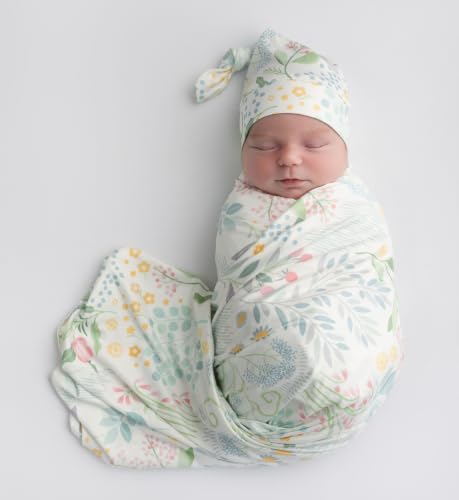 Image of Newborn Baby Swaddle Sets with Headband and Beanie