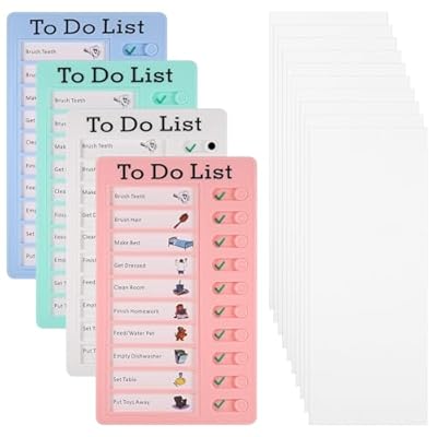 JIANTA 4 Piezas Tabla Tareas Diarias Niños, To Do List Tabla Desmontable y Reutilizable, Tabla de Comportamiento Portátil, Rutinas Diarias Niños, Panel Rutinas con 10 Cartulinas | Ya disponible en tu tienda friki favorita! En mundofriki.es!
