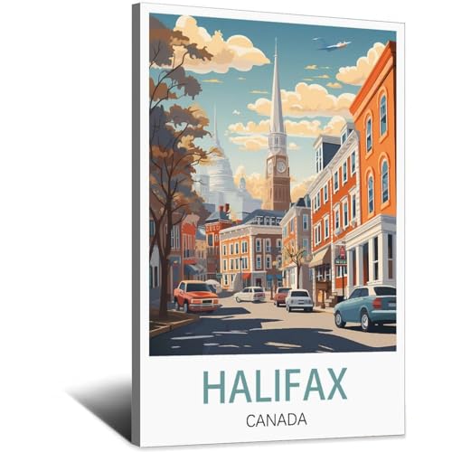 Poster Halifax retro grand format decoration salon style chalet canadien evasion et voyage