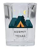 R and R Imports Kermit Texas 2 Ounce Square Base Liquor Shot Glass Tent Design
