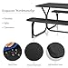 Giantex Picnic Bench Set Outdoor Camping All Weather Metal Base Wood-Like Texture Backyard Poolside Dining Party Garden Lawn Deck Large Picnic Tables for Adult (Black)