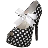  Bordello TEEZE-25 Blk Satin Pu-Wht (Polka Dots) UK 3 (EU 36)