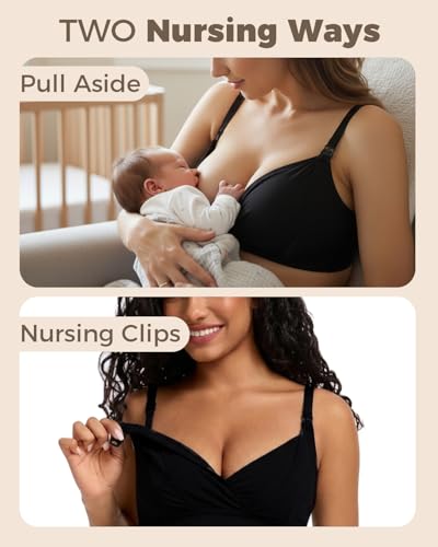 Image of Pumping Bra Hands Free Adjustable V Neck Nursing and Pumping Bra with Nursing Pads Holding Breast Pumps