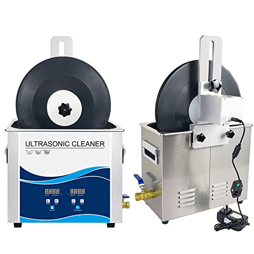 Sistema di pulizia a ultrasuoni per dischi in vinile con temperatura regolabile riscaldata e funzione Degas, include staffa sollevatore per manutenzione professionale
