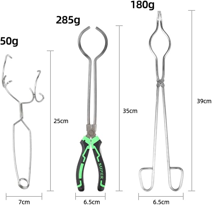Miniatura 2 de YIEPET Pinza de crisol,Abrazadera de soporte de horno de fusión de oro de acero,Pequeño crisol de cerámica de fusión plato taza Whip pinzas mango 2A