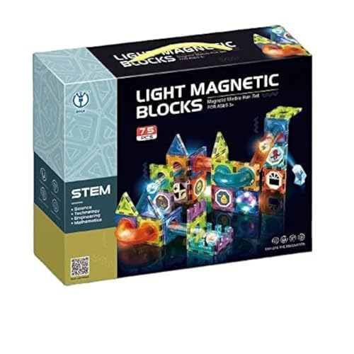 Image of Happy Hues Light Magnetic Tiles- Building Blocks for Kids 3D STEAM Educational Toys, Magnetic Marble Run /Toys for Kids Age 3 +Year Old Boys Girls Creative Gift (75 Pcs Magnetic Tiles)