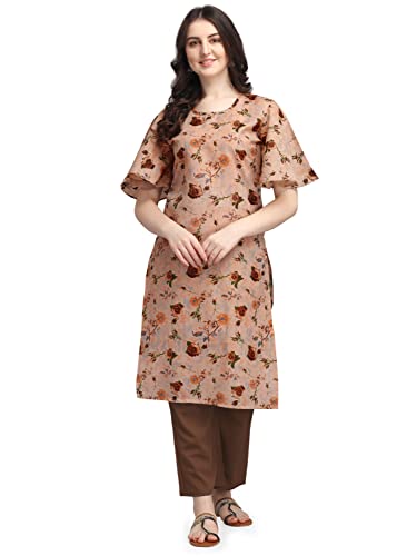 Image of EthnicJunction Women's Crepe Floral Printed Ready to Wear Straight Kurti