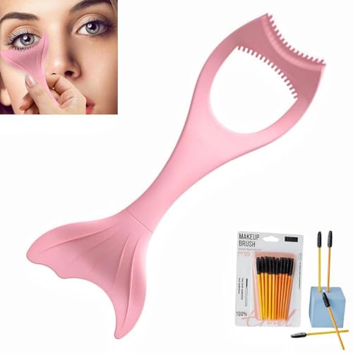 Mascara Shield Applicator Guard and Eyeliner Tool Set Mascara Eyelash Comb Applicator Eyeliner Stencils for Beginners, Quick Eye Makeup (Pink, XL(2))