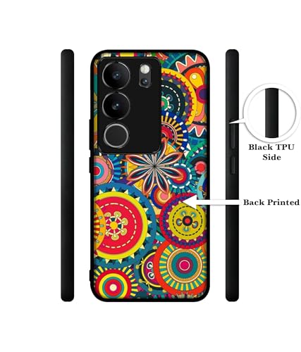 Image of Ring Pattern Print Design Premium 2D Printed Metal Back Case Cover for Vivo V29 5G / V29 Pro 5G