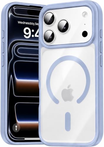 Image of DIZORO Compatible iPhone 17 Pro Max Case,(Compatible with MagSafe) Non Yellow Military-Grade Drop Protection & Hard PC Back Cover Slim Transparent Anti-Scratch Shockproof Phone Case - Official Blue
