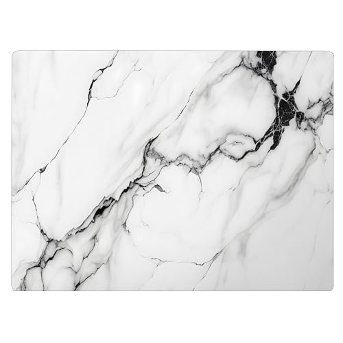 White Black Agate Marble Kitchen Glass Cutting Board Ocean Decorative Gift Marbled Granite Stone Rock Gift For Her Mom Wife (White Black)