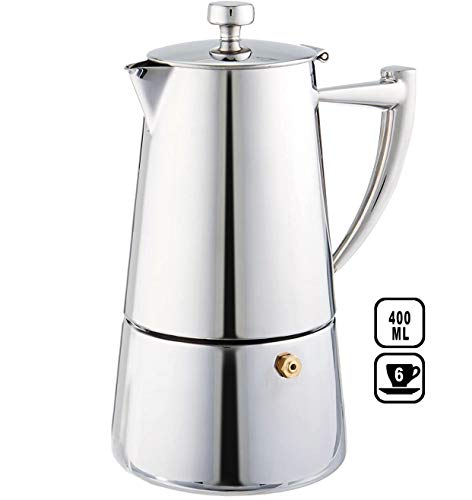 image for Cuisinox Roma 6-cup Stainless Steel Stovetop Moka Espresso Maker, 6 Cu