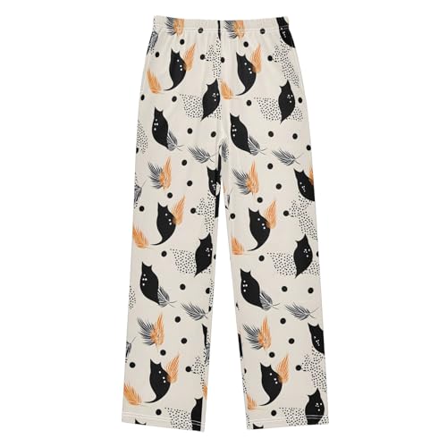 Pajama Pants Lounge Sleep PJ Bottoms Sleepwear Elastic Waist Drawstring S Leaf Wave Dot