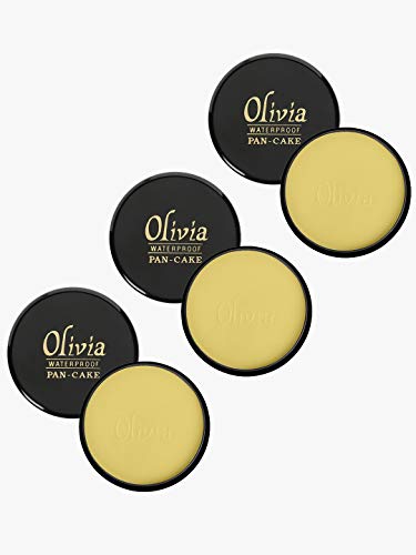 Image of Olivia 100 Waterproof Pan Cake Makeup Concealer 25 G Shade No Pack Of 3 Oil, 25G Shade No.20 - Pack Of 3 Matte Finish Golden Yellow 25 Gm, Medium, All, Combination, Sensitive, Dry, Normal