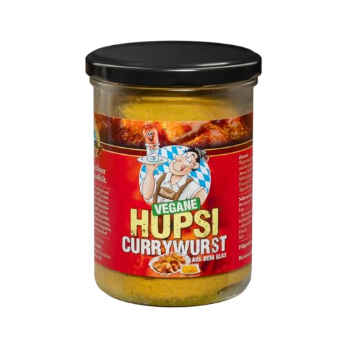 Hupsi Leberkäse im Glas original - Vegane Currywurst 2x 280 g - In 25-30min verzehrfertig - Bayerischer Leberkas zum Aufbacken aus Familienmetzgerei in München